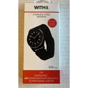 WITHit Black Stainless Steel Mesh Band for 20mm Width Samsung Universal Watch